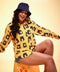 Oversized chiffon yellow printed shirt